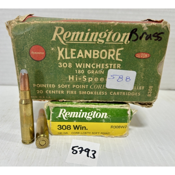 AMMO / BRASS: 9X LIVE & 20X BRASS .308 WIN - 180 GR SP
