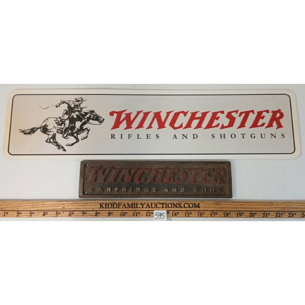 LOT OF 2 - WINCHESTER METAL PLATE & SST SIGN