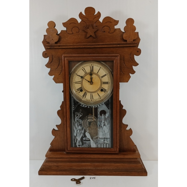 WATERBURY CLOCK CO. GINGERBREAD SHELF CLOCK