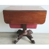 Image 6 : DROP LEAF SEWING STAND WITH WORK BAG - MAHOGANY - C. MID - LATE 1800s