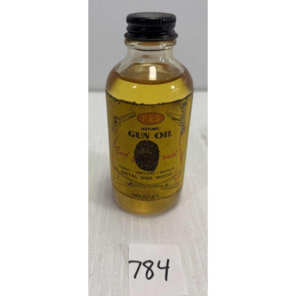 P & S 3 OZ COLLECTIBLE BOTTLE W/ PAPER LABEL & CONTENTS