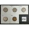 Image 2 : LOT OF 5 - 1940-1966 CDN SILVER 25 CENT COINS 