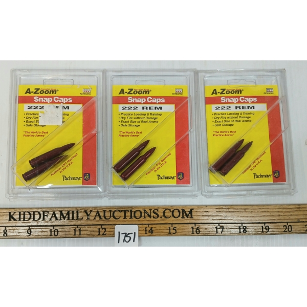 LOT OF 3 - A-ZOOM .222 REM SNAP CAPS