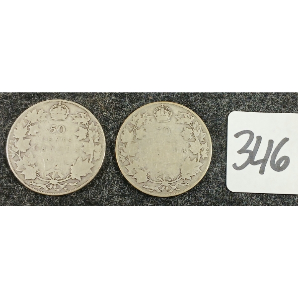 LOT OF 2 - 1910 CDN 50 CENT COINS