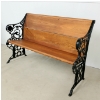 Image 1 : GARDEN BENCH W/ ORNATE SCROLLWORK WROUGHT IRON ENDS 