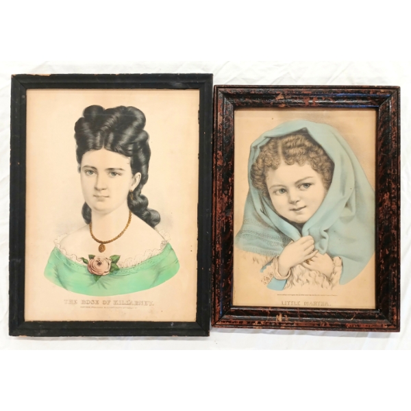 LOT OF 2 - "LITTLE MARTHA" & "THE ROSE OF KILLARNEY" BY CURRIER & IVES 