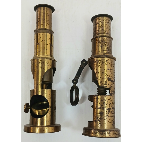 LOT OF 2 - BRASS MICROSCOPES - LATE 19TH / EARLY 20TH CENTURY