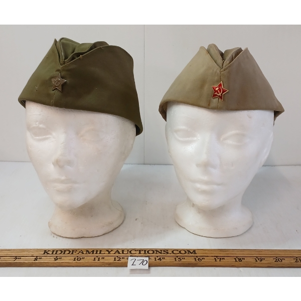 LOT OF 2 - SOVIET RUSSIAN FIELD CAPS