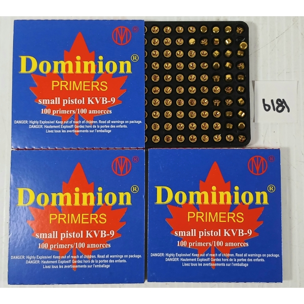 PRIMERS: APPROX 300X DOMINION KVB-9 SMALL PISTOL PRIMERS