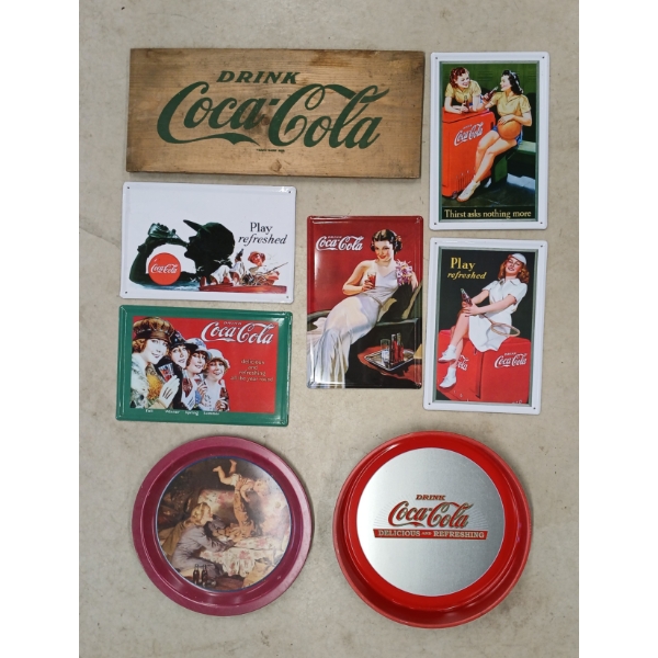 LOT OF 7 - COCA-COLA TRAYS / SIGNS