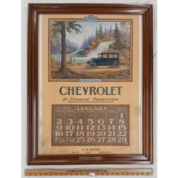 FRAMED CHEVROLET CALENDAR - PAPER - C. 1927