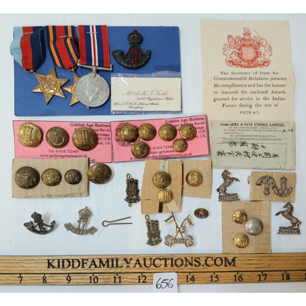 JOB LOT - INDIAN ARMY MEDALS, DECCAN & DOGRA REGIMENT INSIGNIA
