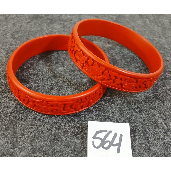 LOT OF 2 - CINNABAR BANGLE BRACELETS