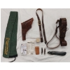 Image 4 : JOB LOT - LEATHER HANDGUN HOLSTER & BELT, SCOPE LENS COVER, FOLDING KNIVES, GUN SOCK, POLISH, ETC
