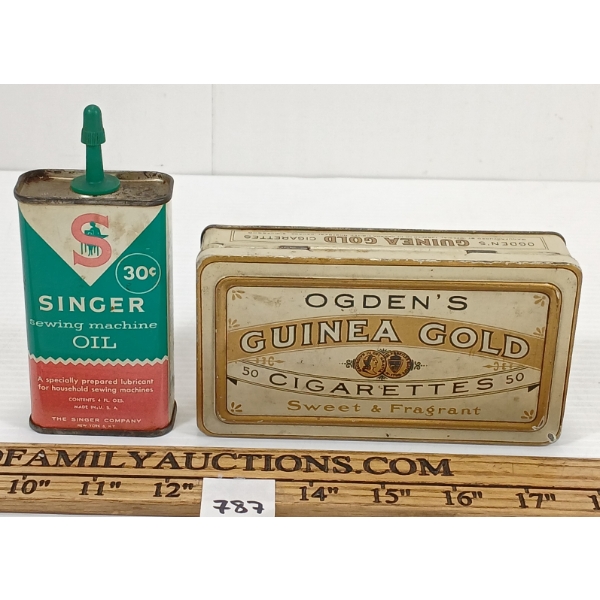 LOT OF 2 - SINGER OIL & OGDEN'S GUINEA GOLD CIGARETTES TINS