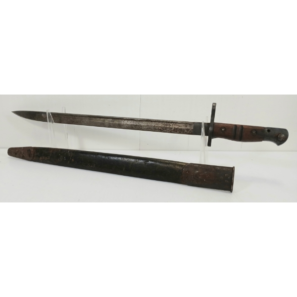 1917 US REMINGTON BAYONET W/ LEATHER SCABBARD