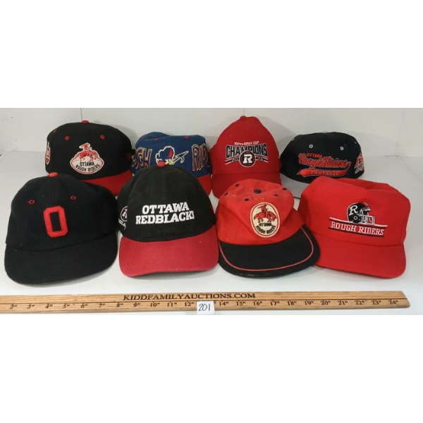 LOT OF 8 - OTTAWA ROUGH RIDERS FOOTBALL SNAP-BACK & BASEBALL CAPS