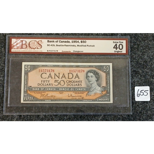 1954 CDN $50 BANKNOTE - BCS GRADED