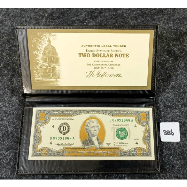 2003-A US $2 BANKNOTE - 24K GOLD LEAF