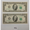 Image 1 : LOT OF 2 - 1977 U.S. $10 BANKNOTES - SEQUENTIAL