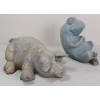 Image 3 : LOT OF 2 - CEMENT PIG & FROG GARDEN STATUES