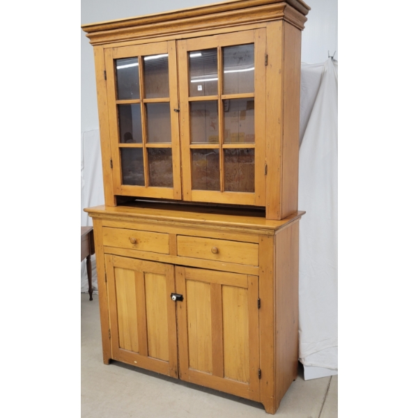 PINE SIDEBOARD W/ GLASS PANEL DOORS