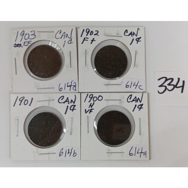 LOT OF 4 - 1900 - '04 CDN LARGE CENTS