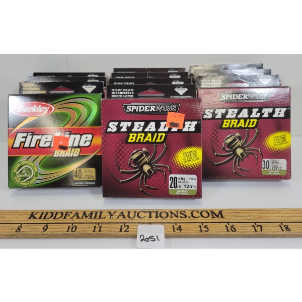 LOT OF 10 - BERKLEY & SPIDERWIRE 20 - 30LBS FISHING LINE