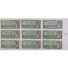 Image 1 : LOT OF 9 - 1954 CDN $1 BANKNOTES