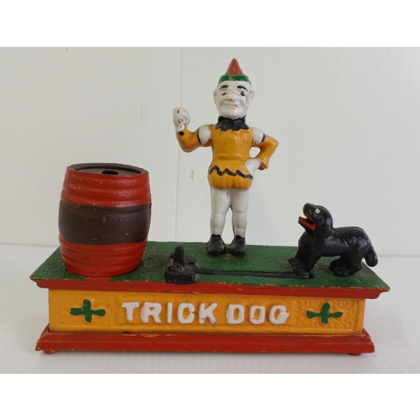 "TRICK DOG" CAST IRON MECHANICAL BANK