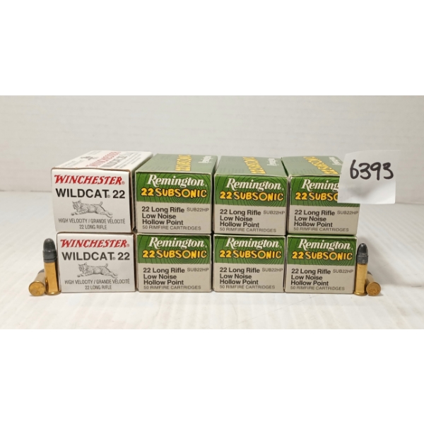 AMMO: 400X REMINGTON SUBSONIC & WINCHESTER WILDCAT .22 LR - 38 & 40 GR - HP & RN