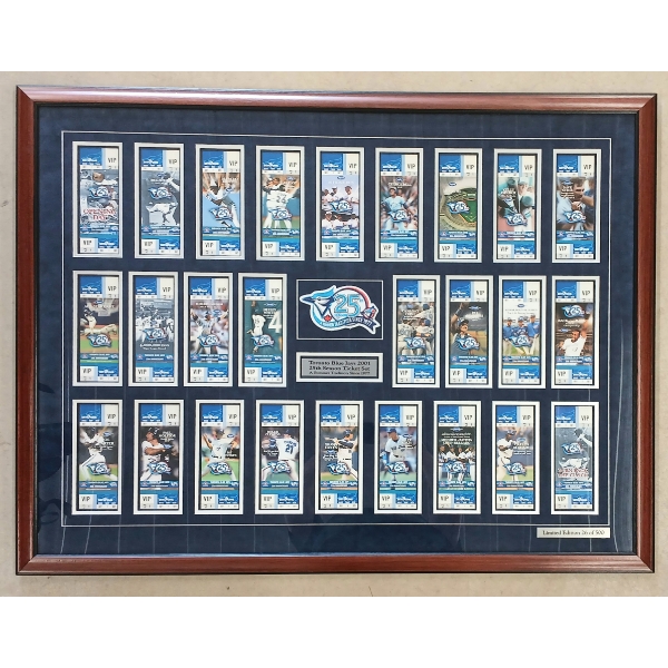 FRAMED 2001 TORONTO BLUE JAYS 25TH SEASON TICKET SET
