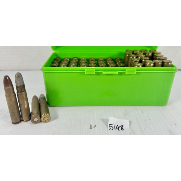 AMMO / BRASS: 22X LIVE & 35X BRASS MIXED .35 REM - RELOADS 