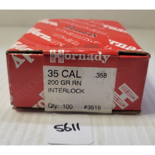 BULLETS: 100X HORNADY INTERLOCK .35 - 200GR - RN - SEALED 