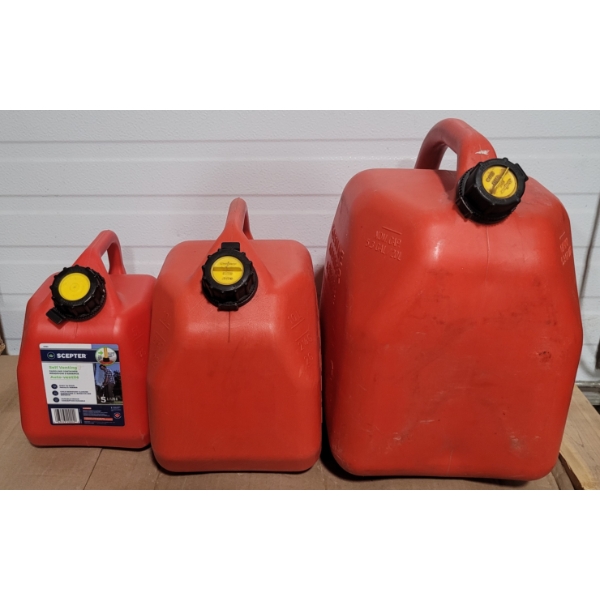 LOT OF 3 - JERRY CANS - 5, 10, 20L