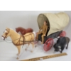 Image 1 : LOT OF 6 - LOUIS & MARX CO. JOHNNY WEST FIGURES, COVERED WAGON & ACCESS - INCL JANE WEST W/ BOX