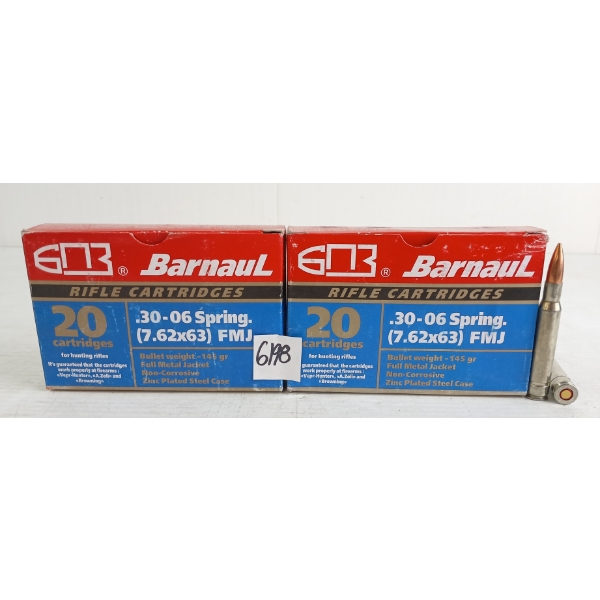 AMMO: 40X BARNAUL .30-06SPRG - 145GR - FMJ