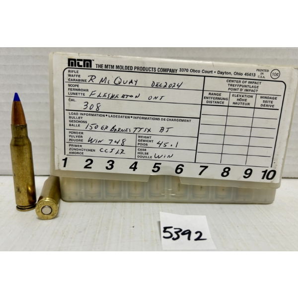 AMMO: 20X .308 WIN 150GR. - RELOADS