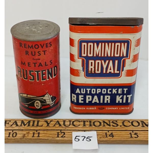 LOT OF 2 - DOMINION ROYAL AUTOPOCKET REPAIR KIT TIN & RUSTEND CHROMIUM & NICKEL CLEANER