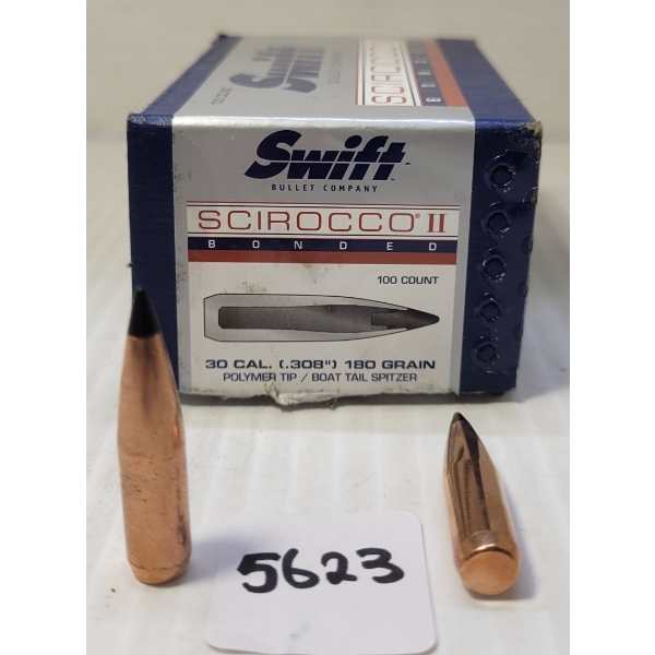 BULLETS: APPROX 73X SWIFT SCIROCCO II .30 - 180GR - POLYMER TIP / BT SPITZER 