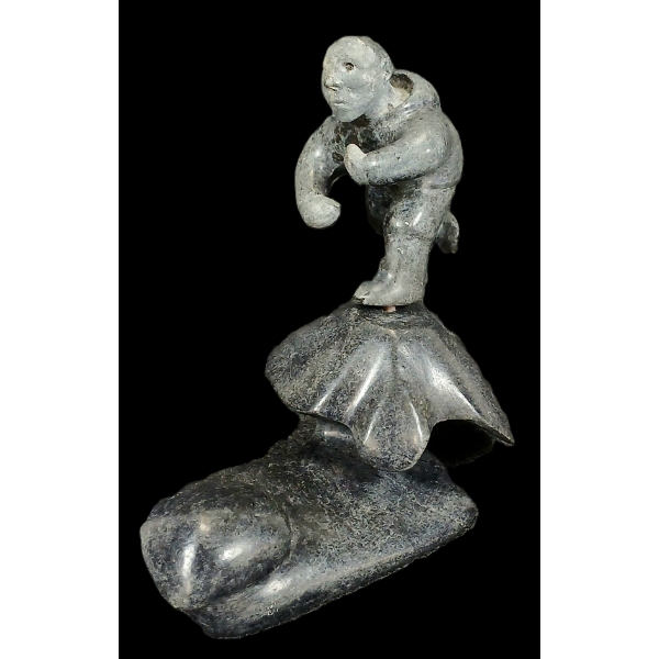 "HUNTER" BY MARIANO AUPILLARDJUK (1923-2012) - ANTLER & STONE