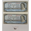 LOT OF 2 - 1954 CDN $5 BANKNOTES