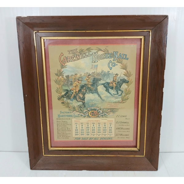 1899 THE CAPEWELL HORSE NAIL CO. CALENDAR - FRAMED