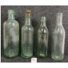 Image 3 : LOT OF 4 - AQUA GREEN BLOB TOP SCREW CAP, SQUARE SHOULDER & LONG NECK EMBOSSED BOTTLES