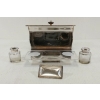 Image 2 : UNMARKED SILVER PLATED DBL INK STAND W/ PEN REST TRAY