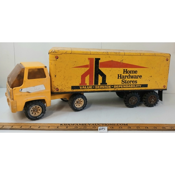 LOT OF 2 - MARX TIN HOME HARDWARE TRAILER W/ TONKA TRUCK
