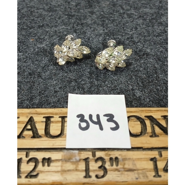 PAIR OF SHERMAN RHINESTONE EARRINGS