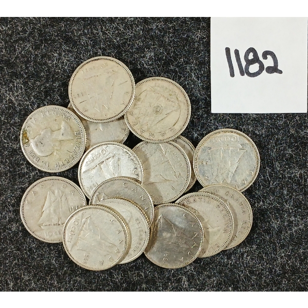 LOT OF 15 - 1956-1968 CDN SILVER DIMES