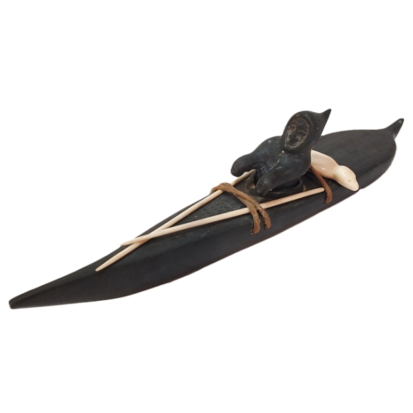 HUNTER IN KAYAK - SIGNED - STONE