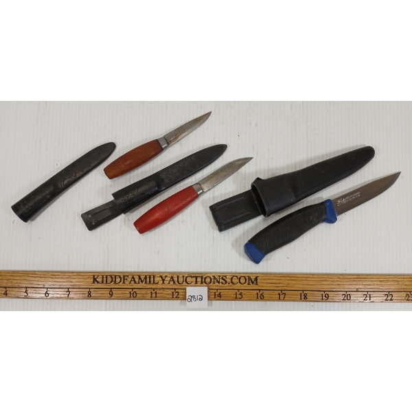 LOT OF 3 - MORA HUNTING KNIVES W/ SHEATHS